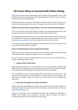 10 Proven Ways to Succeed with Online Dating