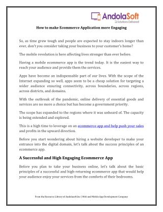 How to Make Ecommerce Application More Engaging