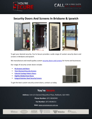 Security Doors And Screens In Brisbane & Ipswich