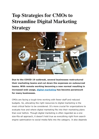 Top Strategies for CMOs to Streamline Digital Marketing Strategy
