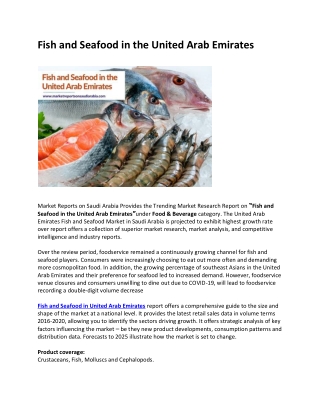 Fish and Seafood in the United Arab Emirates
