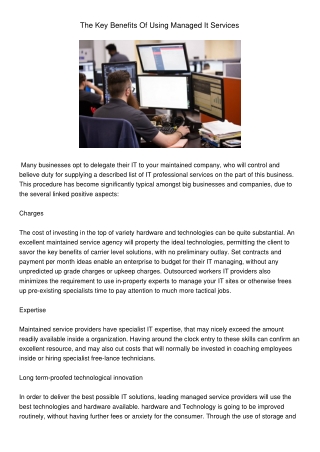 TheKeyBenefitsOfUsingManagedItServices