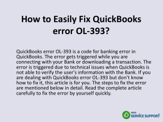 How to Easily Fix QuickBooks error OL-393?
