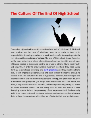 The Culture Of The End Of High School - ebookschoice.com