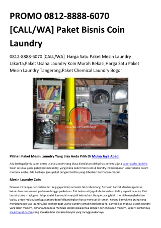 PROMO 0812-8888-6070 [CALL/WA] Paket Bisnis Coin Laundry