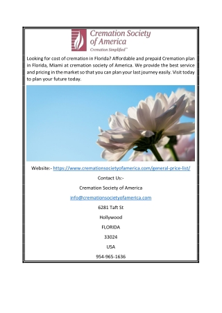 Affordable and Prepaid Cremation Plan in Florida
