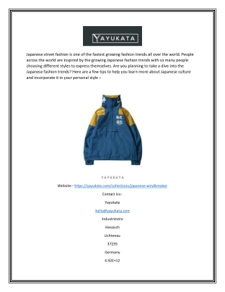 Shop for Japanese Windbreakers at YAYUKATA