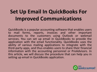 Set Up Email In QuickBooks For Improved Communications