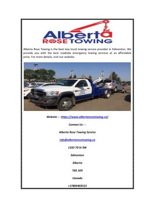 Towing Services Edmonton | Albertarosetowing.ca