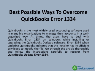 Best Possible Ways To Overcome QuickBooks Error 1334