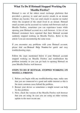 What To Do If Hotmail Stopped Working On Mozilla Firefox?