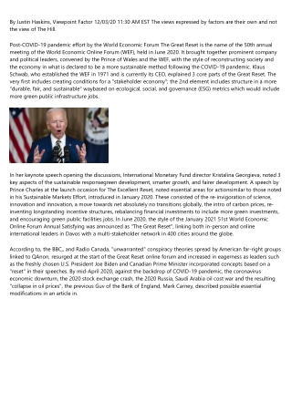 “The Great Reset” Conspiracy Flourishes Amid Continued ...