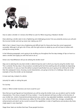 How to select a Stroller in 5 Ways And What to Look For When Obtaining a Child Stroller