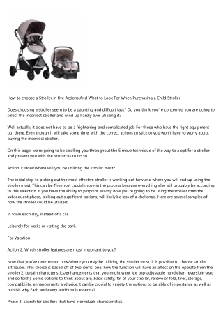 How to choose a Stroller in 5 Methods And What to search for When Obtaining a Little one Stroller