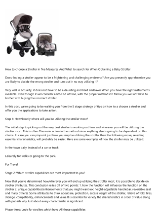 How to select a Stroller in 5 Measures And What to search for When Purchasing a Infant Stroller