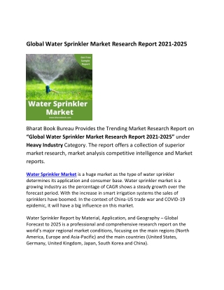 Global Water Sprinkler Market Research Report 2021-2025