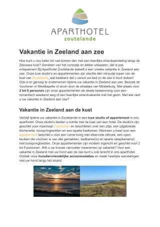 Aparthotel Zoutelande - Vakantie Zeeland aan zee