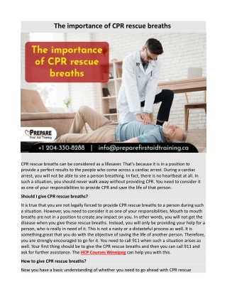 The importance of CPR rescue breaths