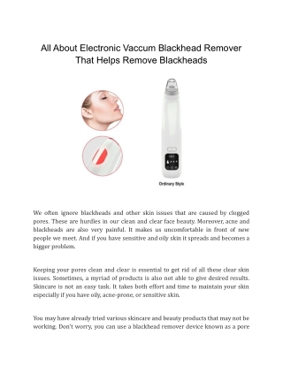 All About Electronic Vaccum Blackhead Remover That Helps Remove Blackheads