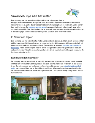 Vakantiehuisje aan het water