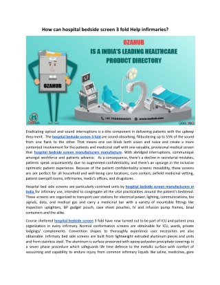How can hospital bedside screen 3 fold Help infirmaries?