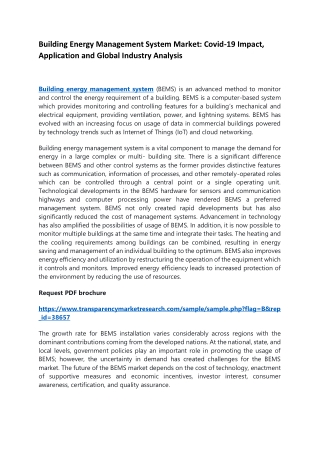 Building Energy Management System Market: Covid-19 Impact, Application and Global Industry Analysis