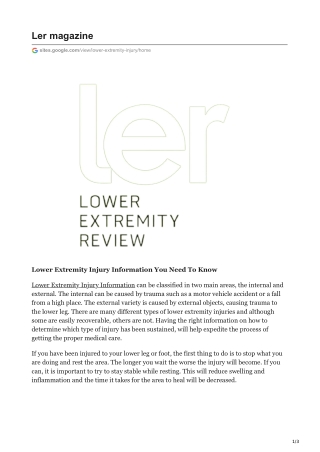Lower Extremity Injury Information You Need To Know