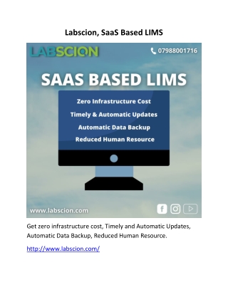 Labscion, SaaS Based LIMS