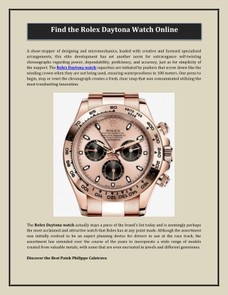 Find the Rolex Daytona Watch Online