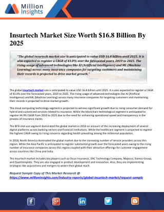 Insurtech Market Size Worth $16.8 Billion By 2025