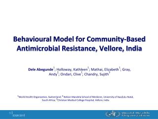 Behavioural Model for Community-Based Antimicrobial Resistance, Vellore, India