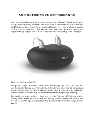 Check This Before You Buy Your First Hearing Aid