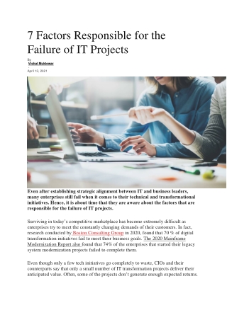 7 Factors Responsible for the Failure of IT Projects