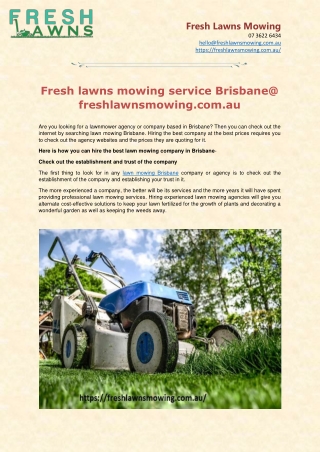 Fresh lawns mowing service Brisbane@ freshlawnsmowing.com.au