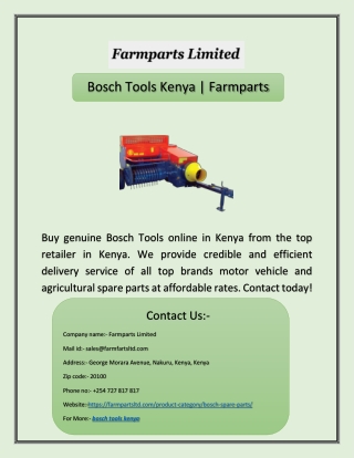 Bosch Tools Kenya | Farmparts