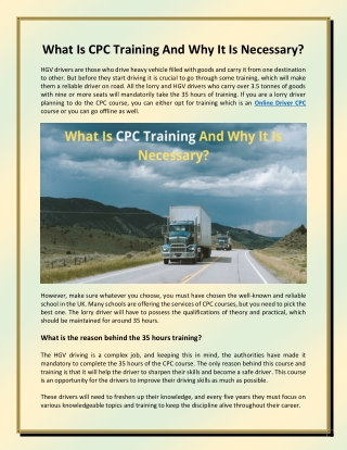 What Is CPC Training And Why It Is Necessary?