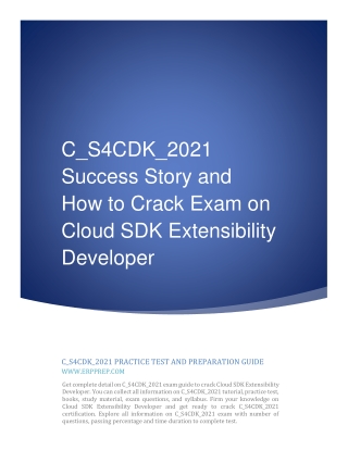 C_S4CDK_2021 Success Story and How to Crack Exam on S/4HANA Cloud SDK developer