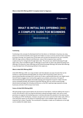 What is Initial DEX Offering (IDO)? A Complete Guide For Beginners