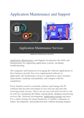 Application Maintenance and Support Services