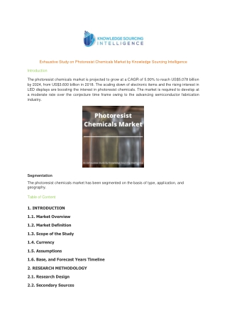 Exhaustive Study on Photoresist Chemicals Market