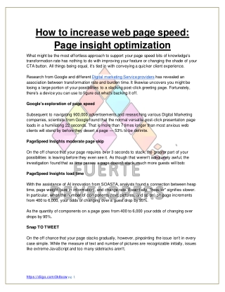 How to increase web page speed: Page insight optimization