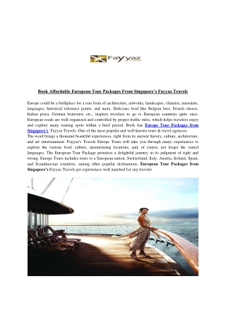 European Tour Package from Singapore