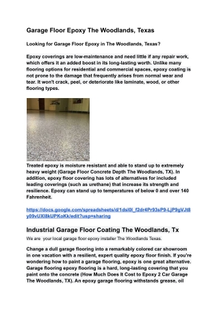 Garage Floor Epoxy The Woodlands_Texas