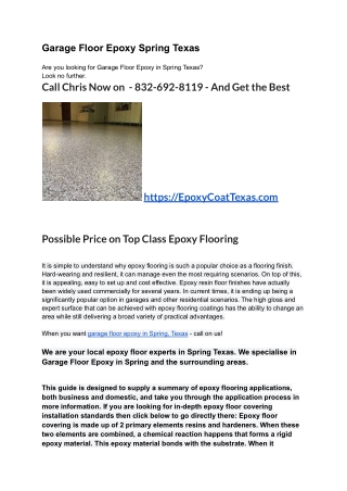 Garage Floor Epoxy Spring Texas