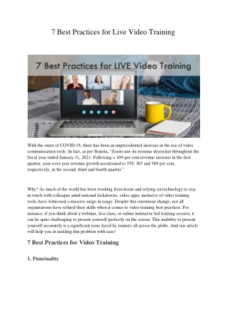7 Best Practices for Live Video Training