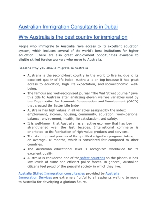 Australia Immigration Services Dubai