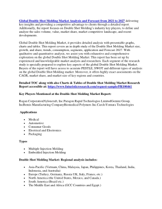 Global Double Shot Molding Market Analysis and Forecast from 2021 to 2027 delivering key insights and providing a compet