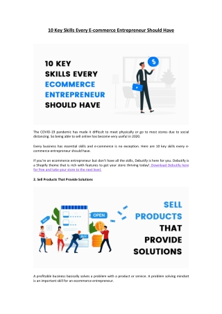 10 Key Skills Every E-commerce Entrepreneur Should Have