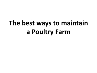 The best ways to maintain a Poultry Farm