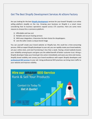 Get The Best Shopify Development Services At eStore Factory